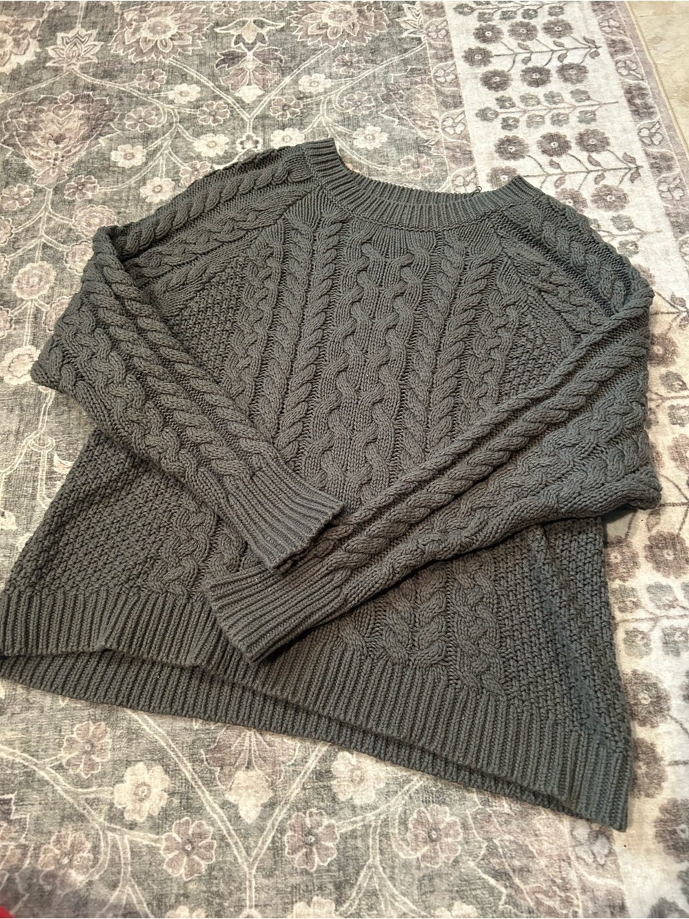 Aerie Green Cable Knit Sweater